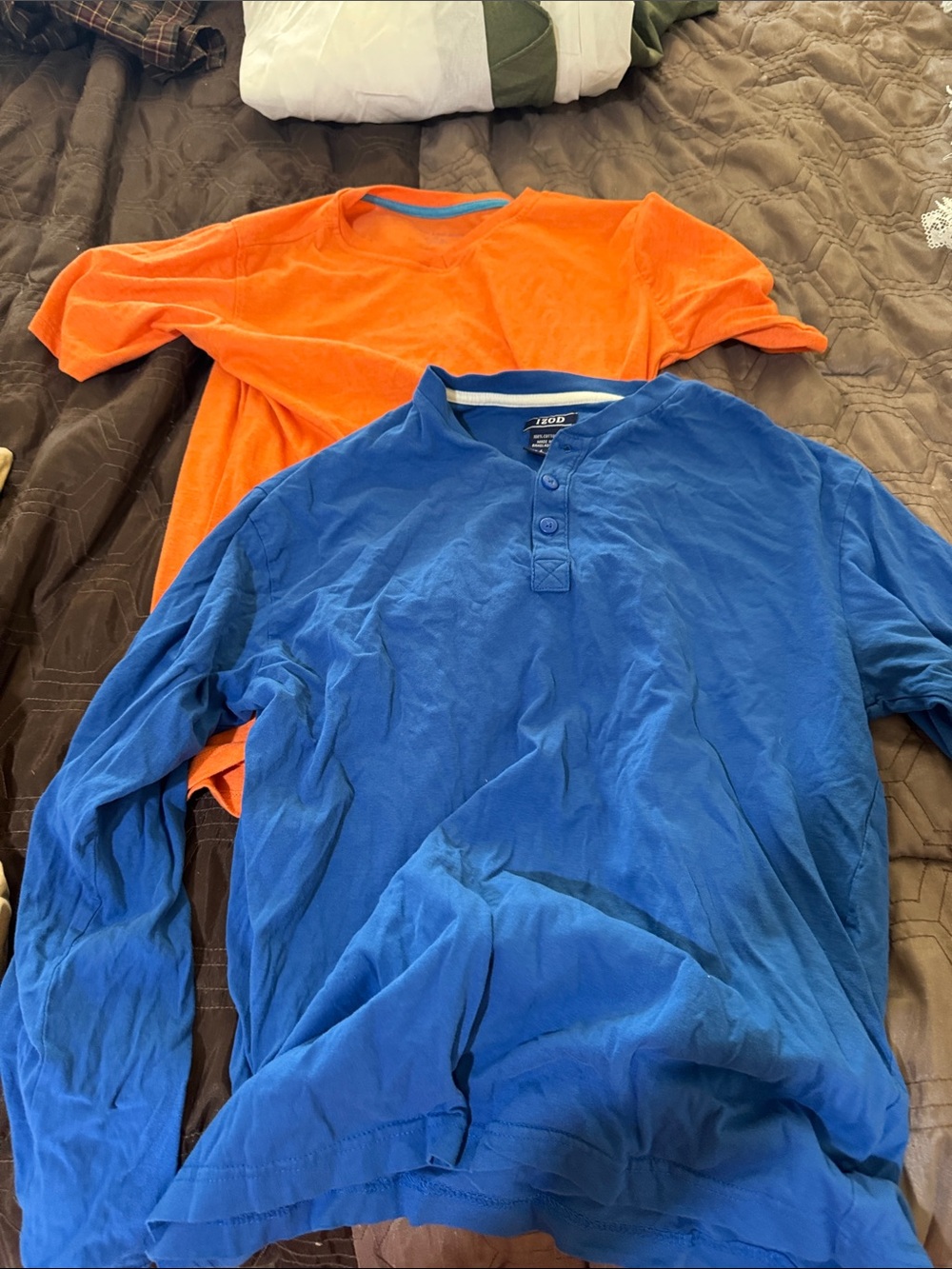 Tee Henley Long Sleeve Shirt in Blue by IZOD/ Orange Calvin Klein v neck